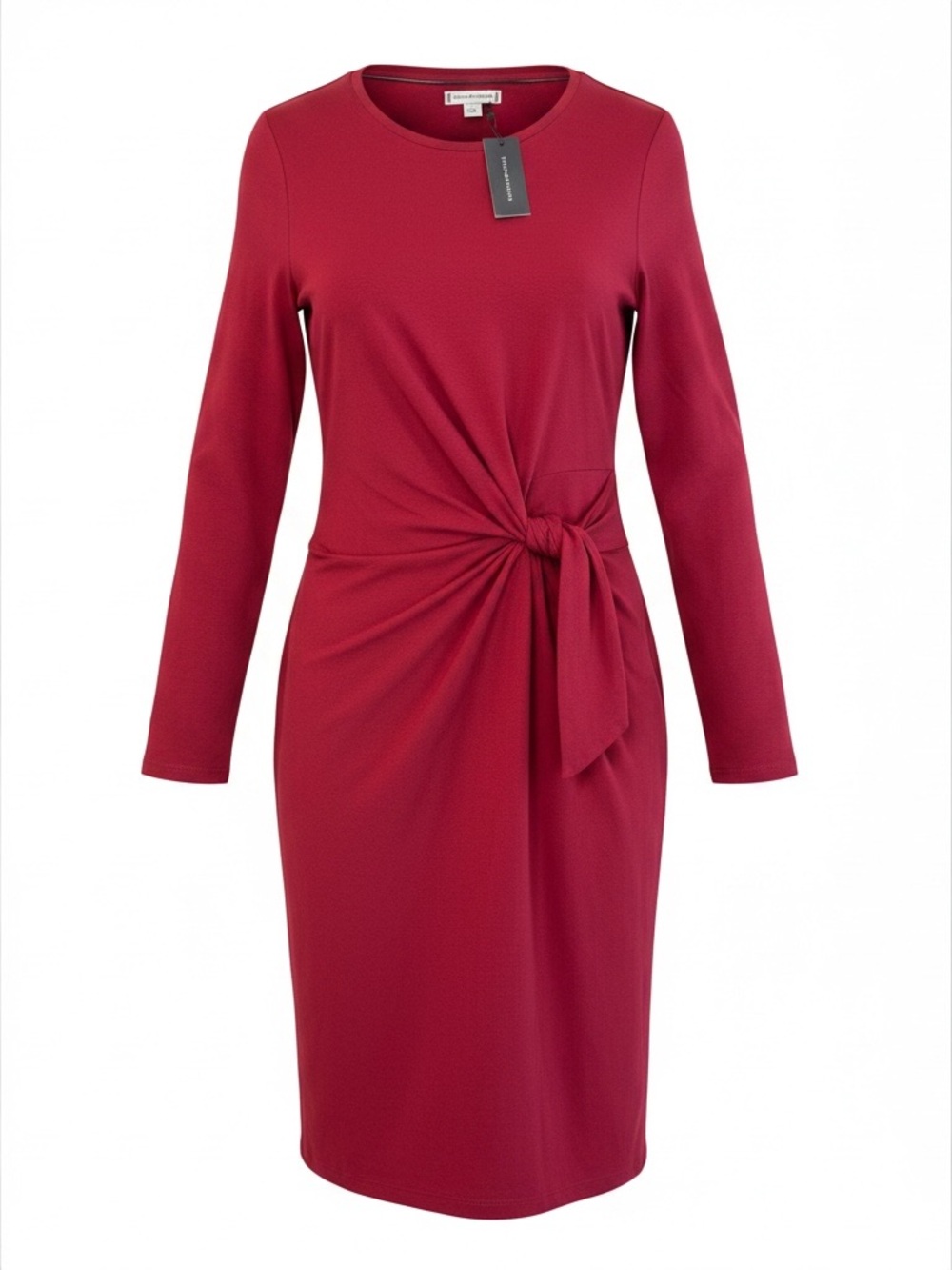 NWT Tommy Hilfiger Red Tie Waist Midi Dress Size M Long Sleeve
